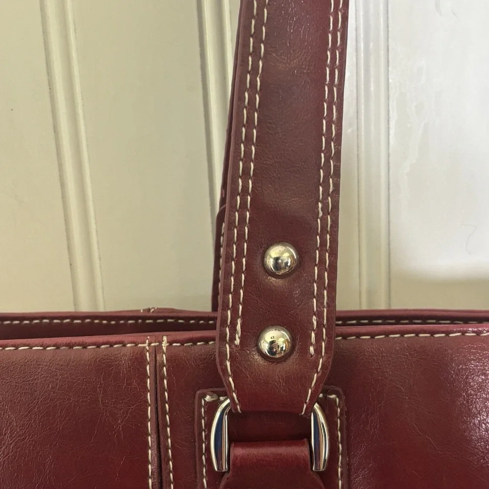 Franklin Covey Shoulder Bag Tote Burgundy Lap Top Multi-Compartment Career Work